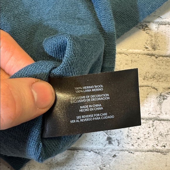 NEW Banana Republic mens L Large blue solid merino wool crewneck sweater NWT - Picture 5 of 5